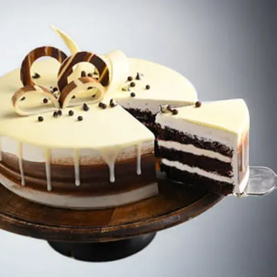 White Drizzle Black Forest Cream Cake by RedHeart