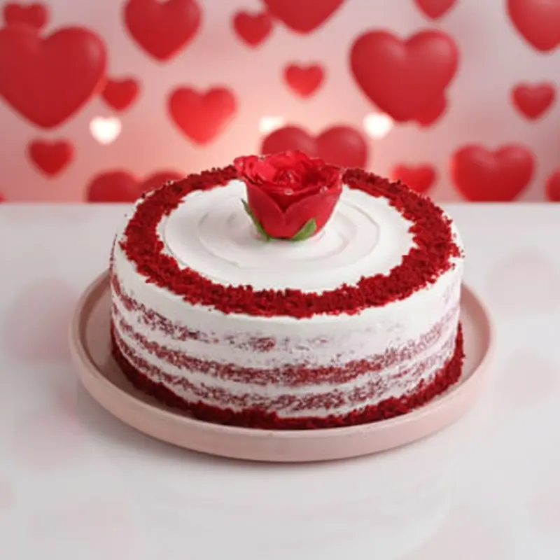 Deliver Classic Rose Topped Red Velvet Cream Cake by Redheart