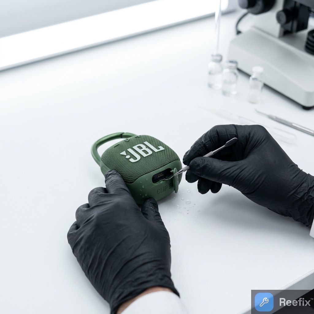 Diagnostic image: JBL Clip 5: Water in Charging Port Issue - Diagnosis