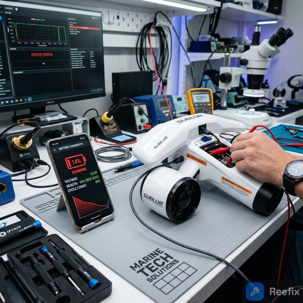 Diagnostic image: Sublue WhiteShark Mix Off: Battery Diagnosis and Solutions