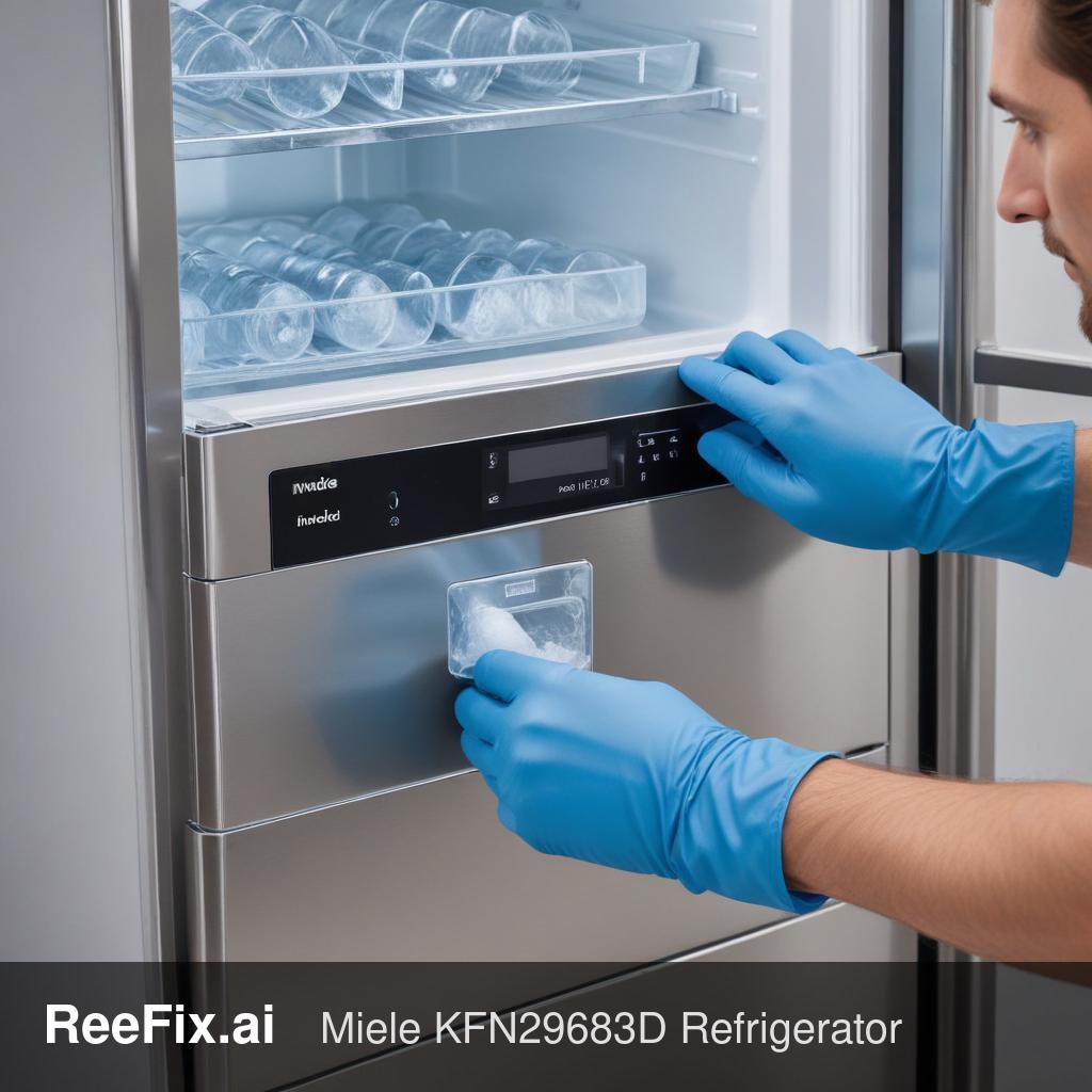 Diagnostic image: Diagnosis of the frozen water dispenser tube of the Miele KFN29683D refrigerator