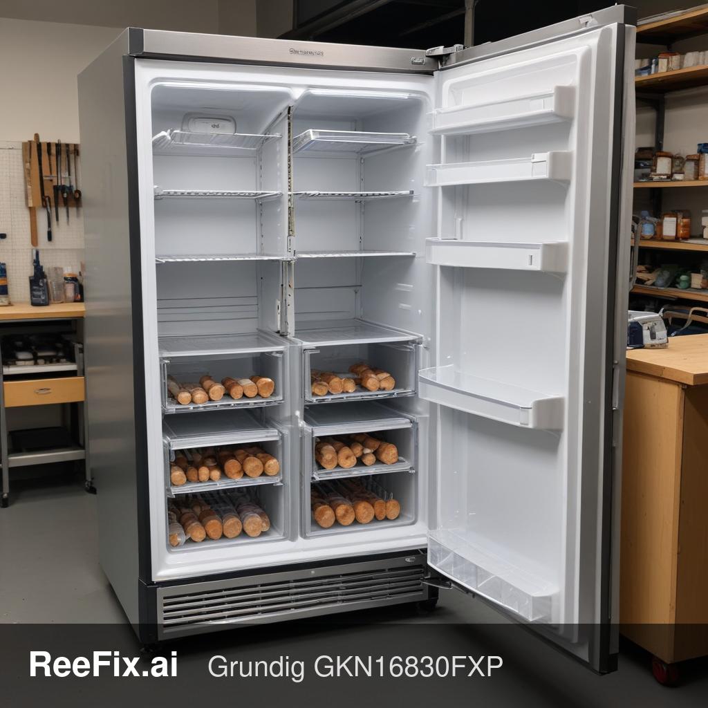 Diagnostic image: Grundig GKN16830FXP Refrigerator: E8 Error and Ice in Freezer