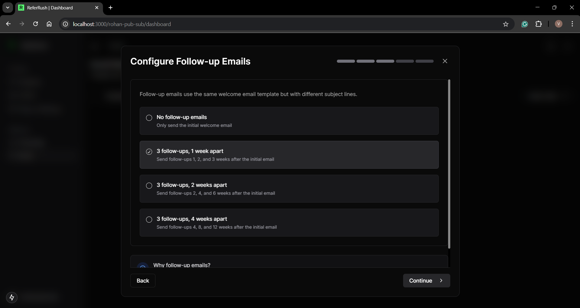 Go to Email Dashboard Option