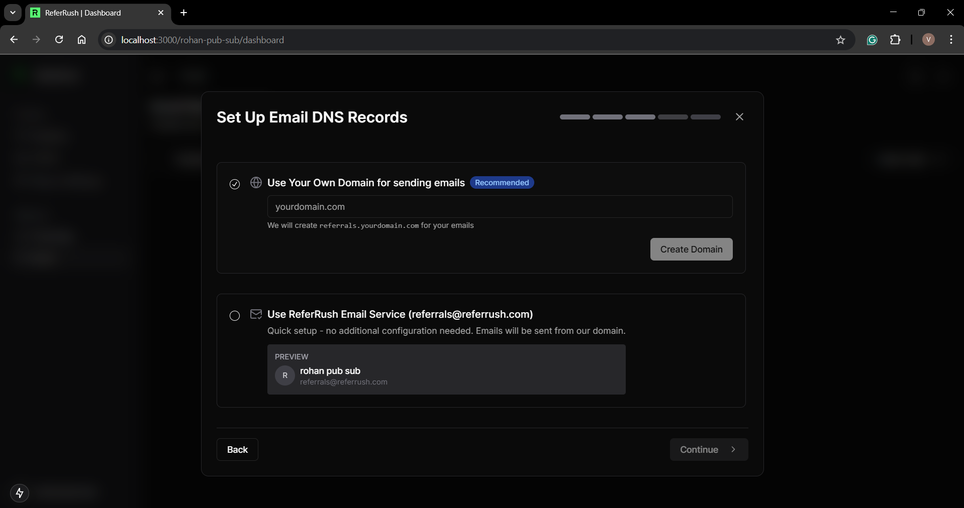 Email Dashboard Tabs Overview