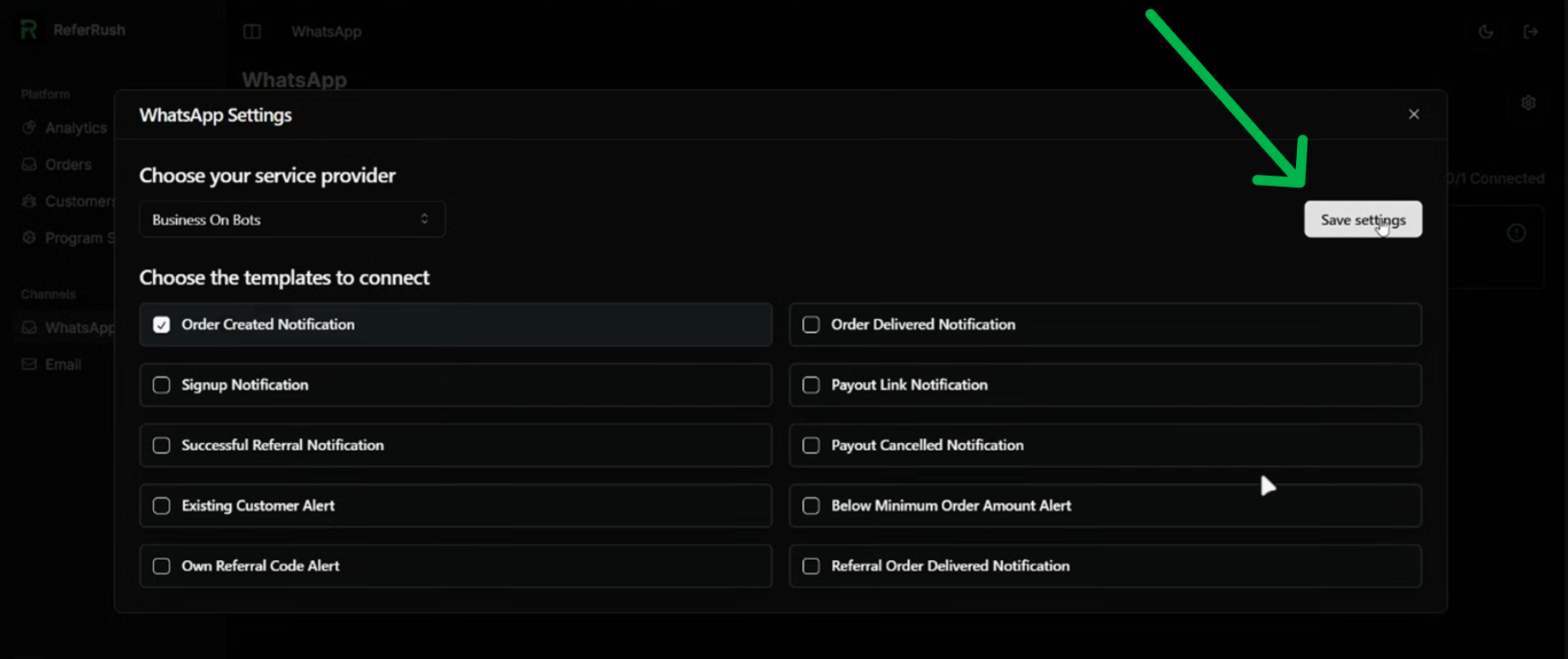 Save Settings and Exit WhatsApp Setup