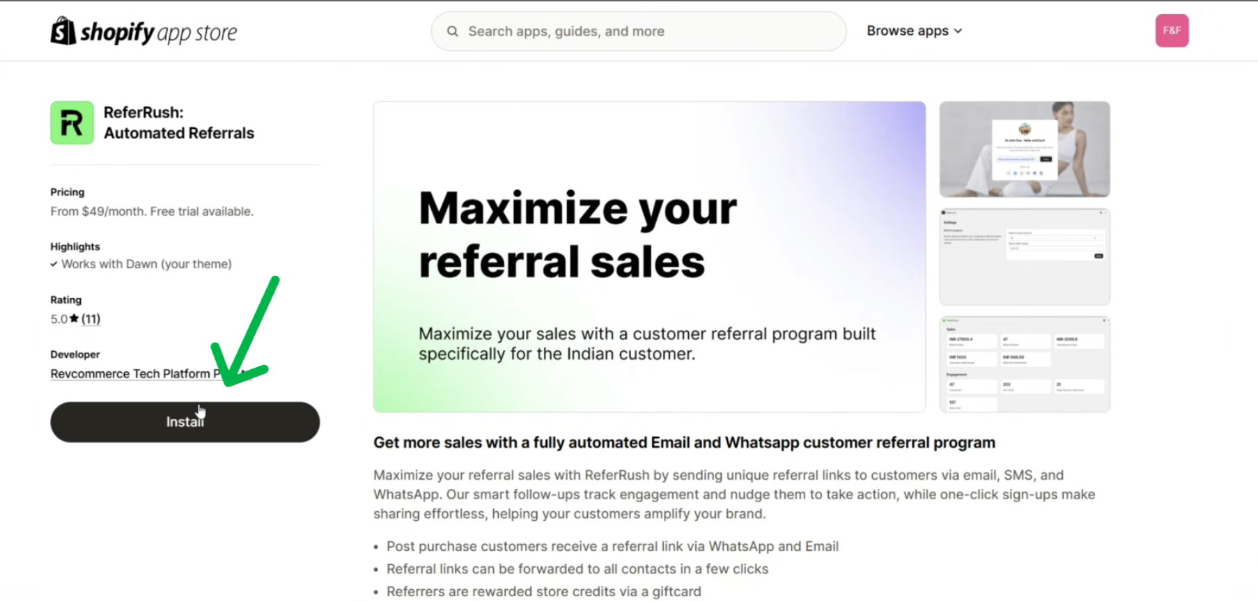 Shopify App Store Install Button