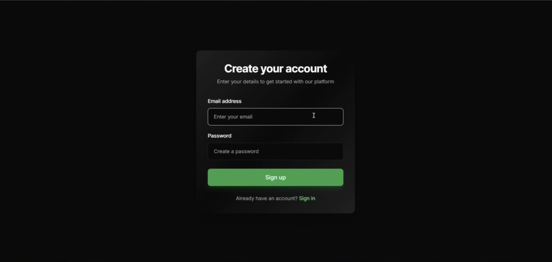ReferRush Account Creation Screen