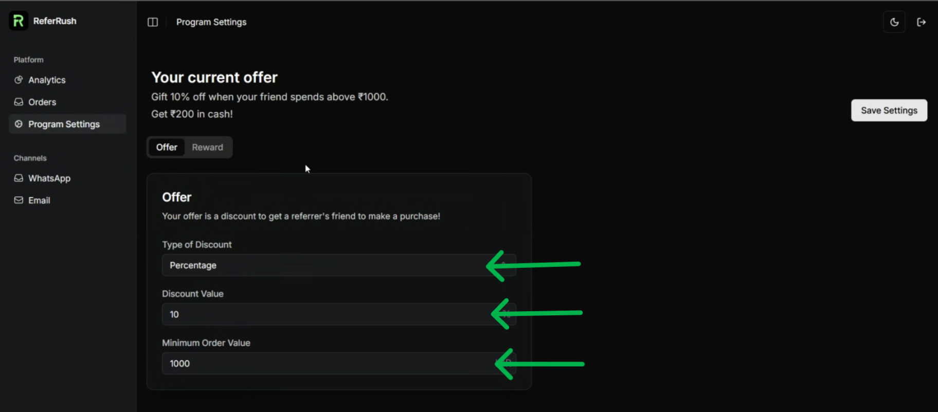Friend Offer Configuration
