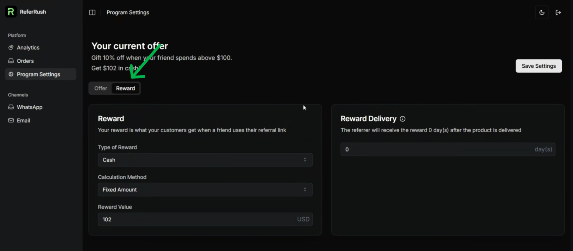 Advocate Reward Configuration
