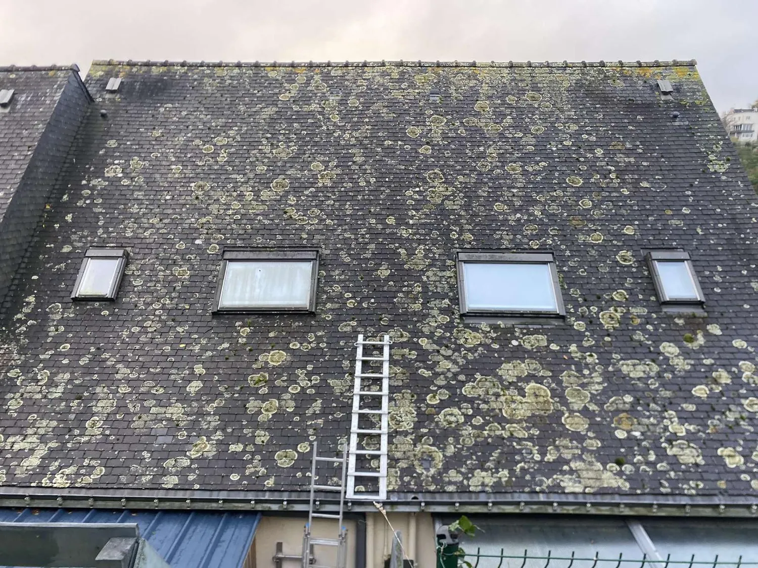 Photographie d'un nettoyage de toiture