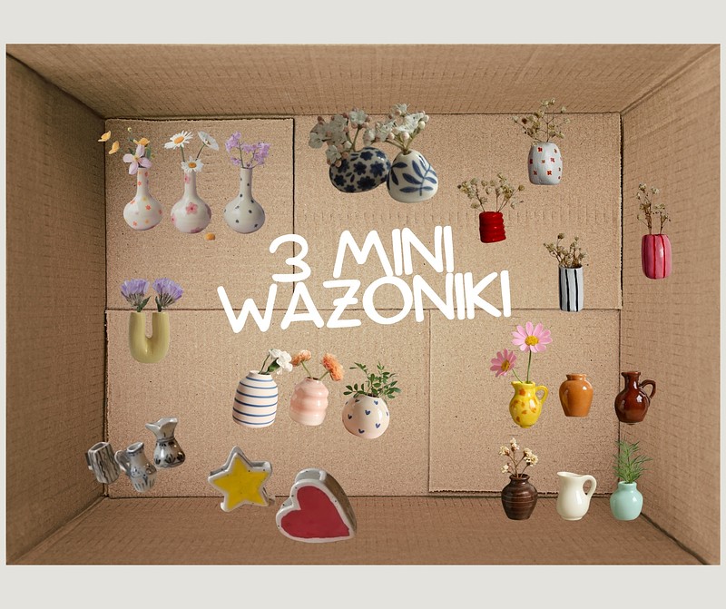 wazony.jpg — Ceramika. Zestaw: 3 mini wazoników, Poznań