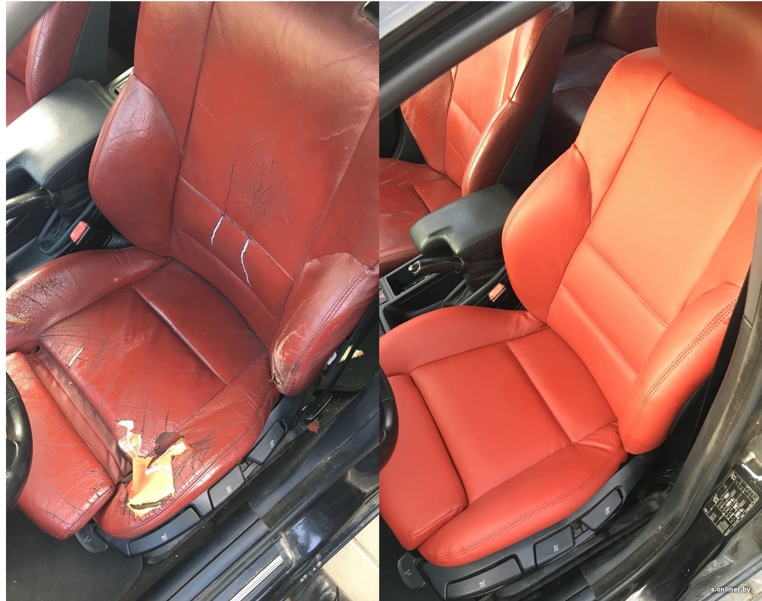 Restored automotive leather