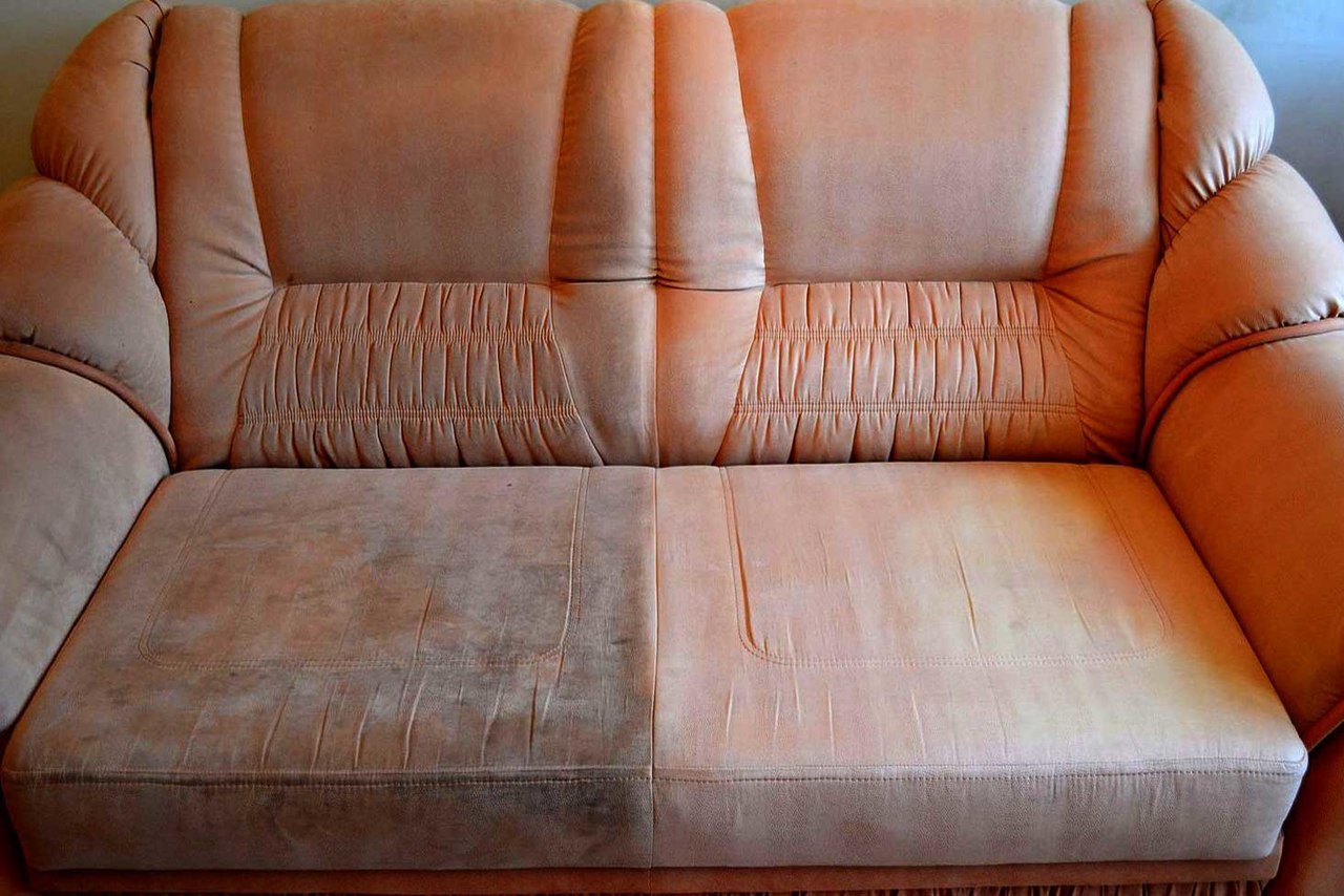Before and after leather cleaning