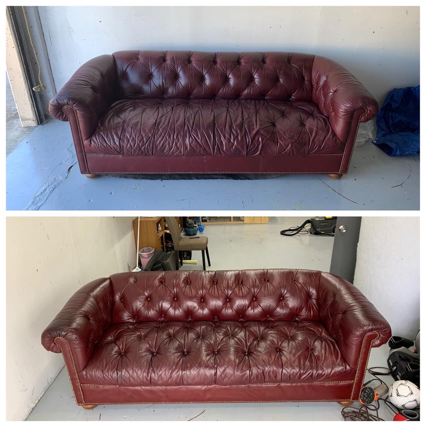 Restored leather armchair