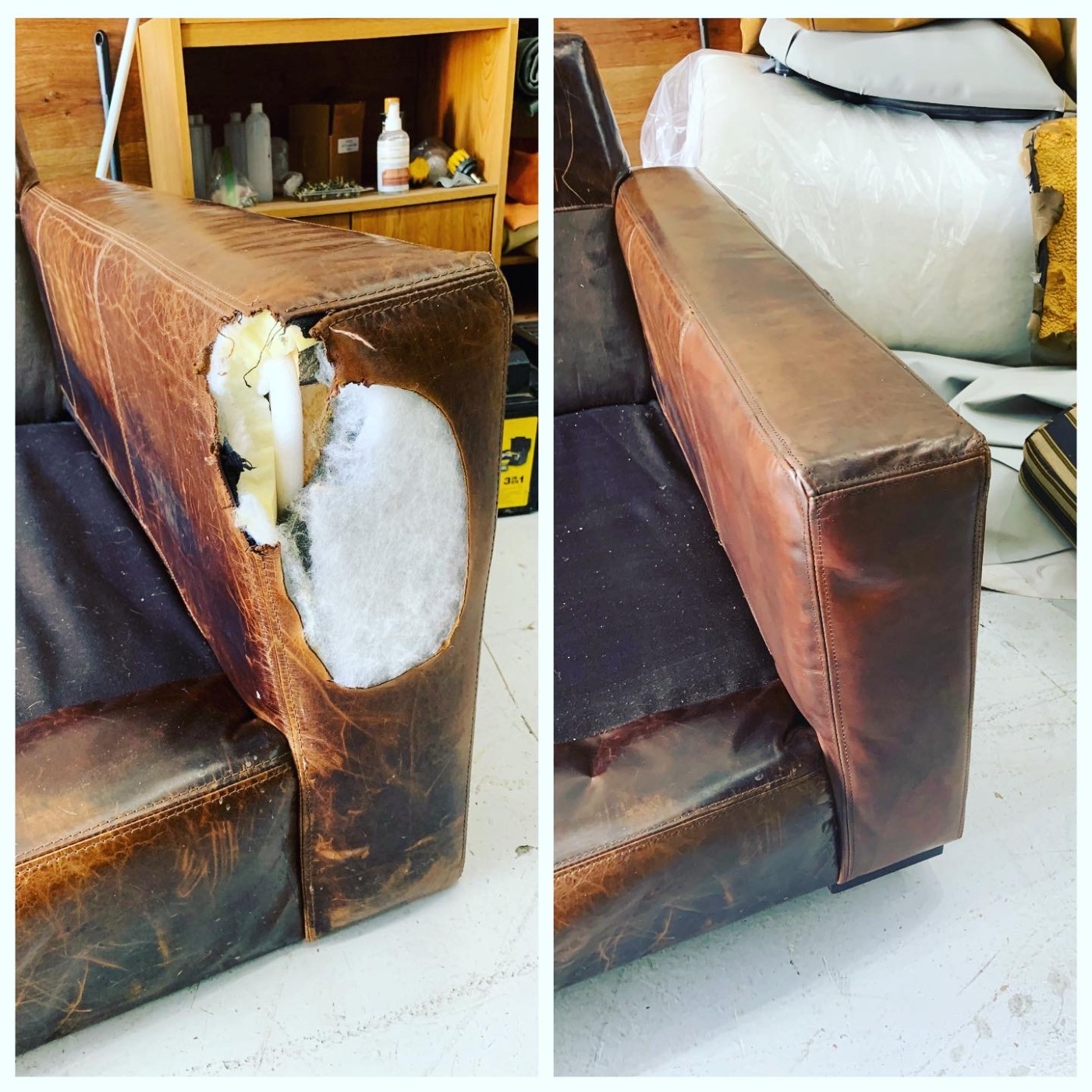 Restored leather sofa