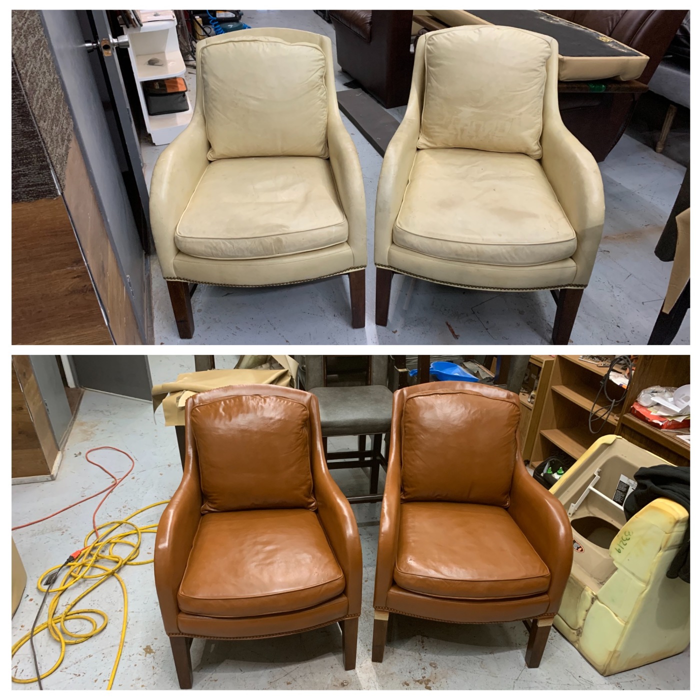 Restored leather furniture set