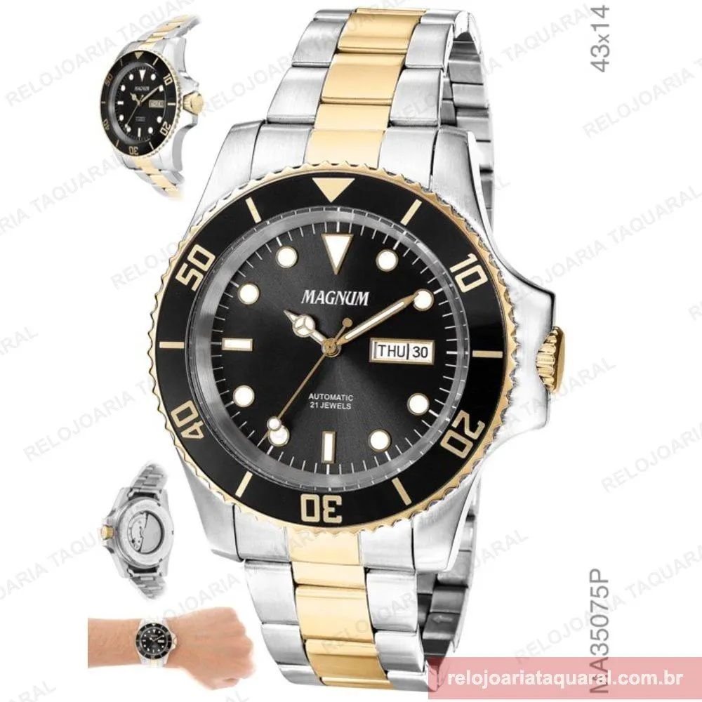 RELOGIO MASCULINO AUTOMATICO SPORTS MAGNUM MA35075P