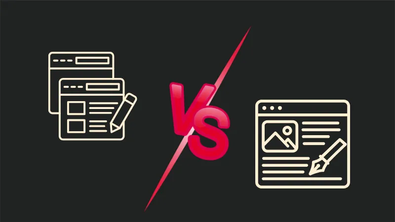 Imágen comparativa blog vs página web