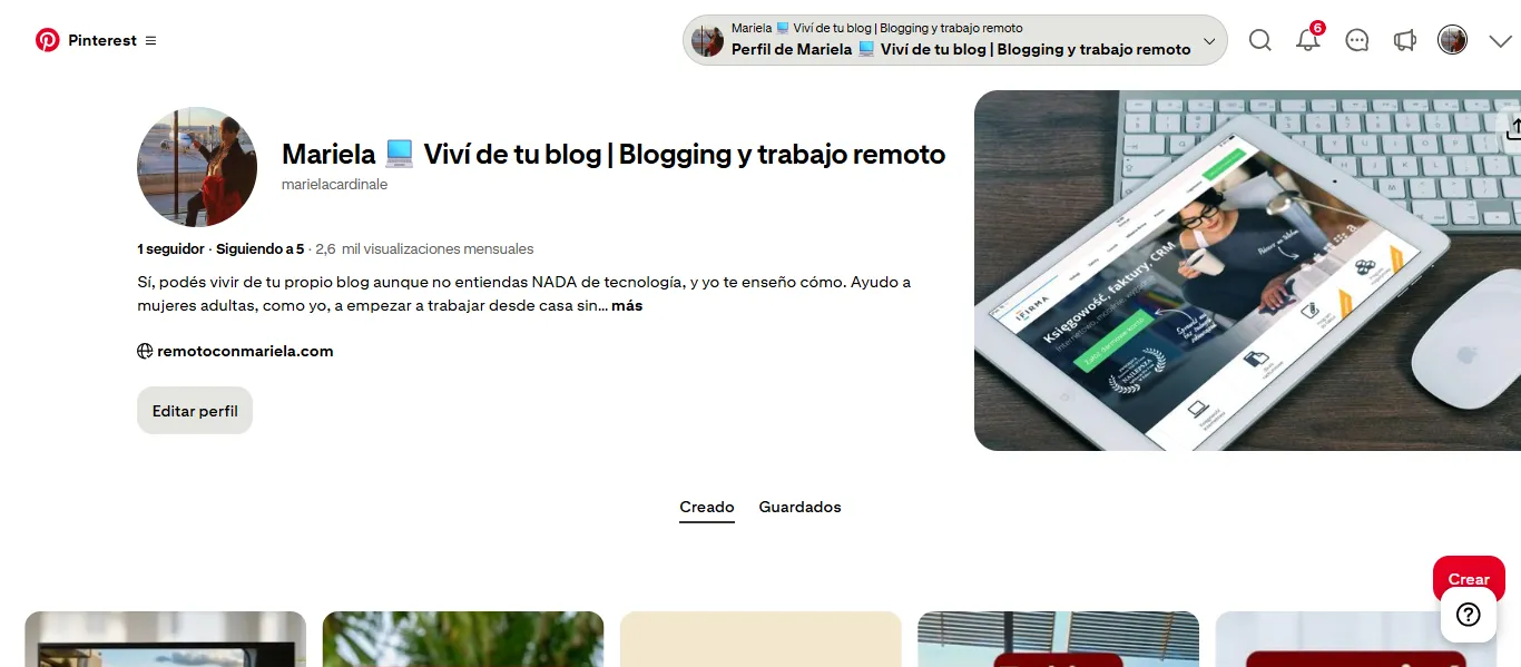 Imágen de mi cuenta de Pinterest