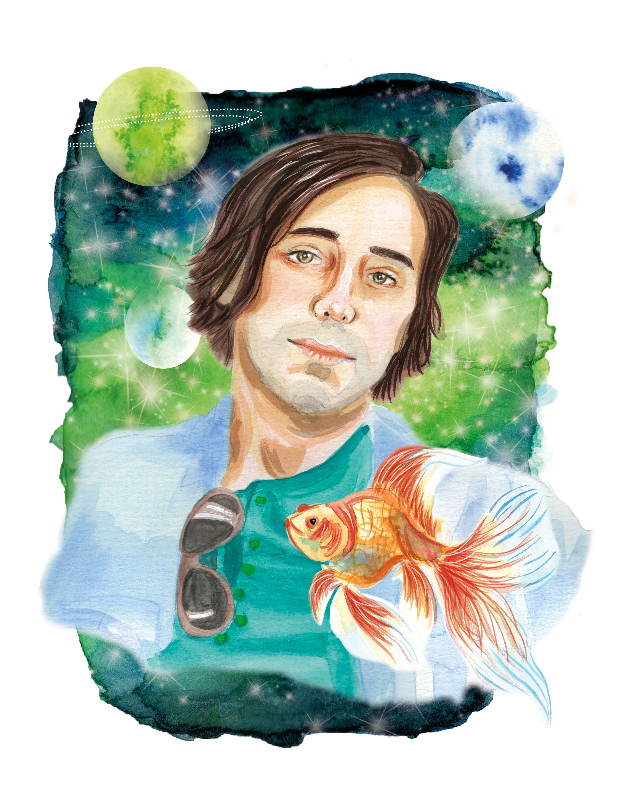 El retrato de mi hermano - Tras realizar mi autorretrato y darme cuenta de que la experiencia no solo fue positiva, sino también motivadora, me animé a capturar la esencia de mi hermano a través de la acuarela.. Creada en 2025. Etiquetas: retrato, acuarela, digital, collage