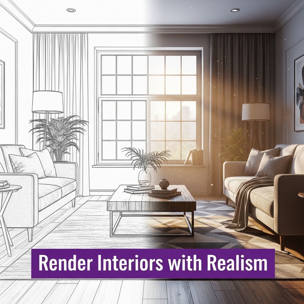 A dramatic interior scene with strong shadows and light rays.