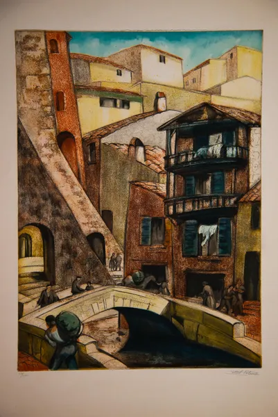 Ruelle et pont dans un village méditerranéen