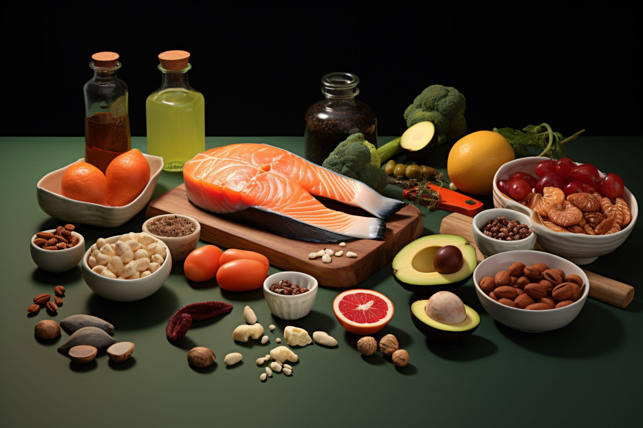 Different foods rich in vitamins, protein, calcium, and zinc laid out for speed recovery.