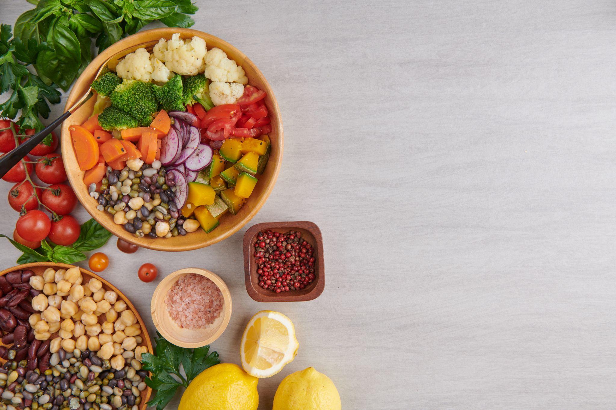 A balanced diet on the table.