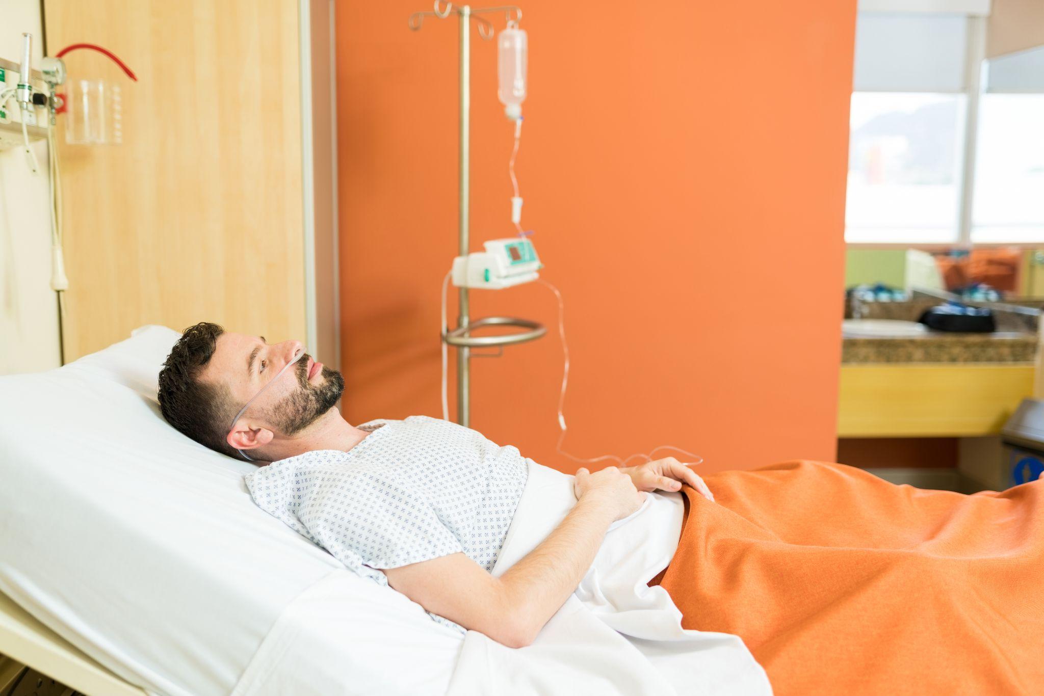 A man recovering after surgery.