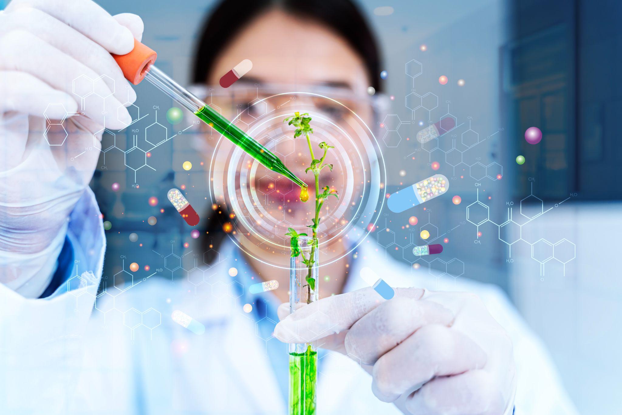 A scientist testing chemicals.