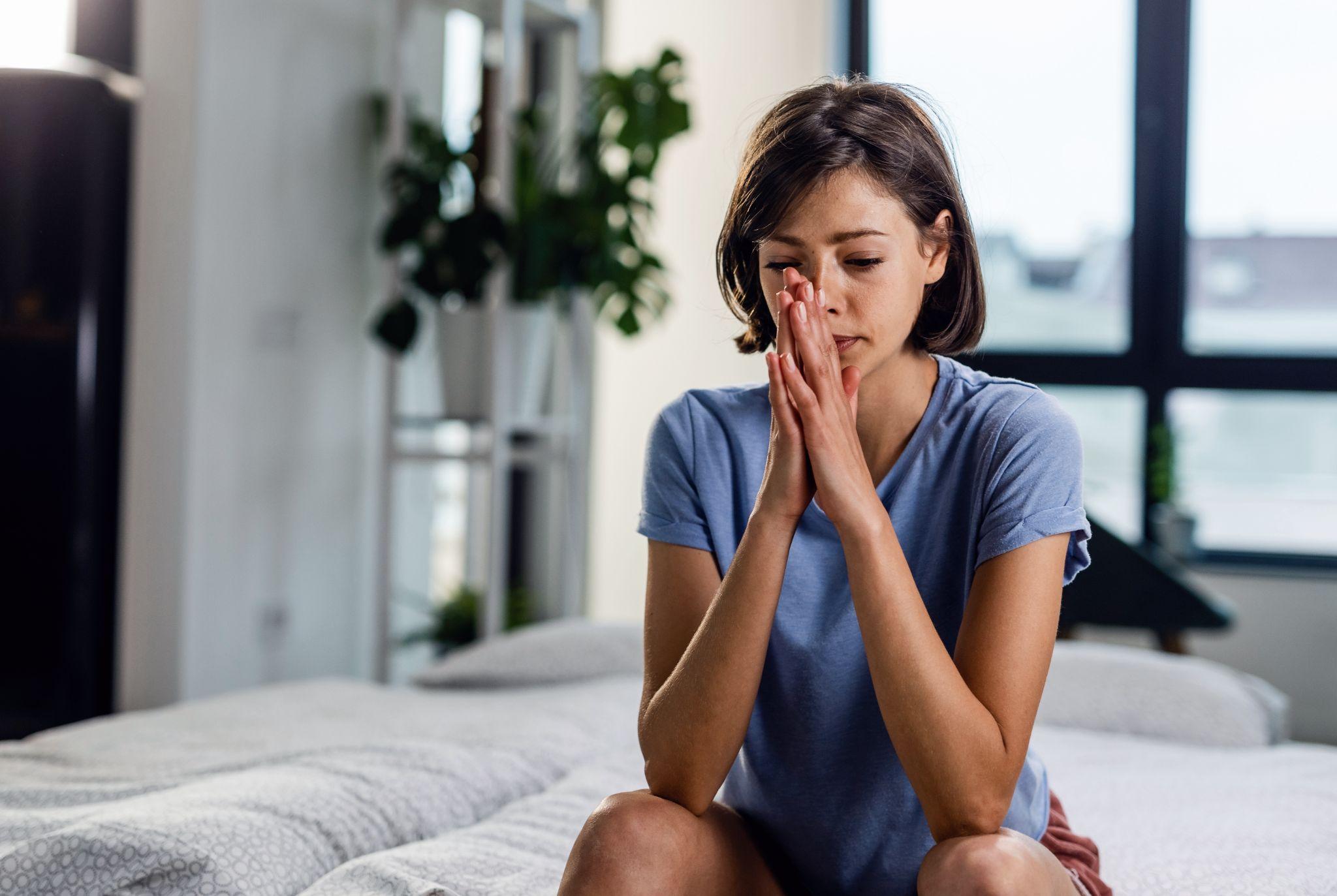 A woman in anxiety.
