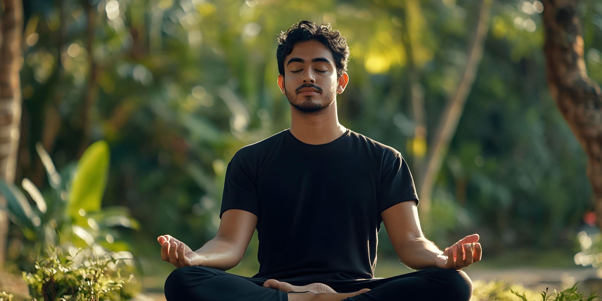 A man meditating.