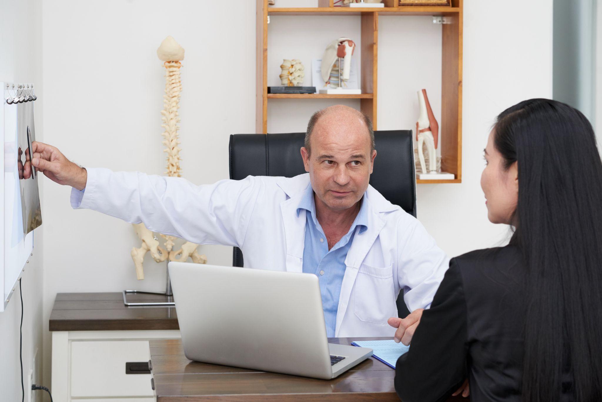 A doctor and a patient talking