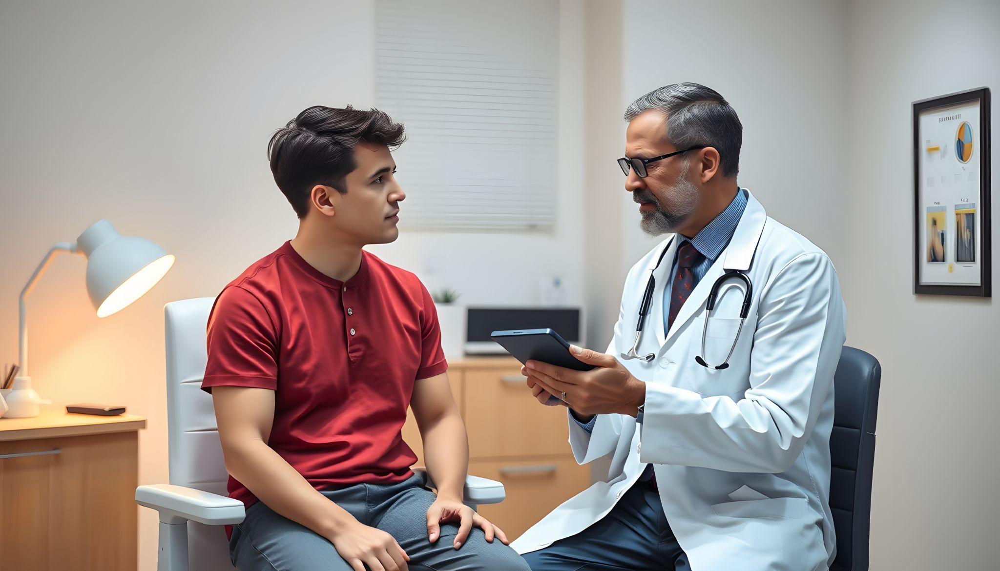 A person consulting a doctor.