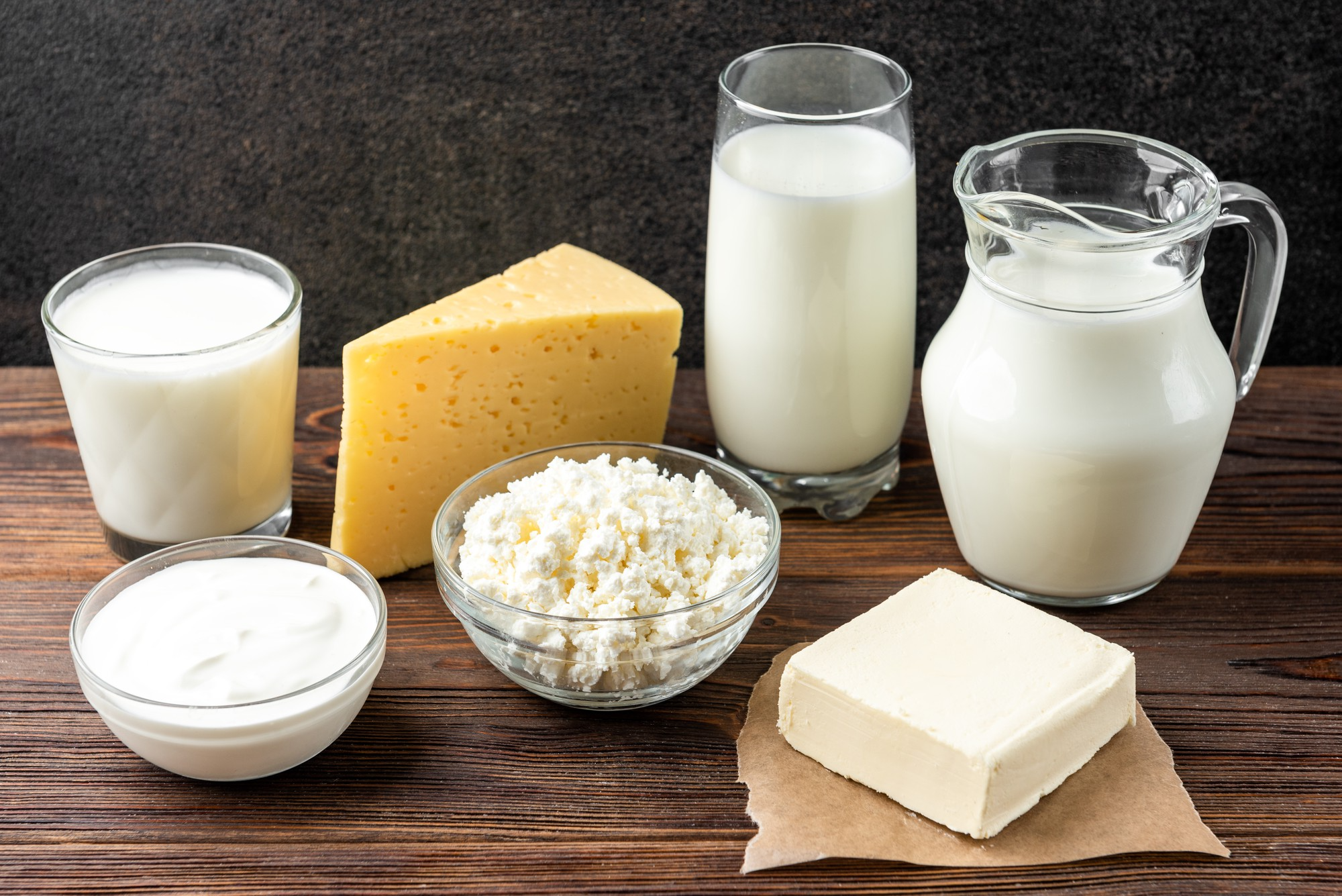 Sources of calcium including milk, cheese, yogurt, dairy products and fortified foods.