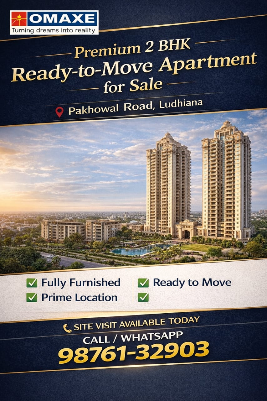 ✨ Premium 2 BHK Fully Furnished Apartment for Sale – Omaxe Twin Towers, Pakhowal