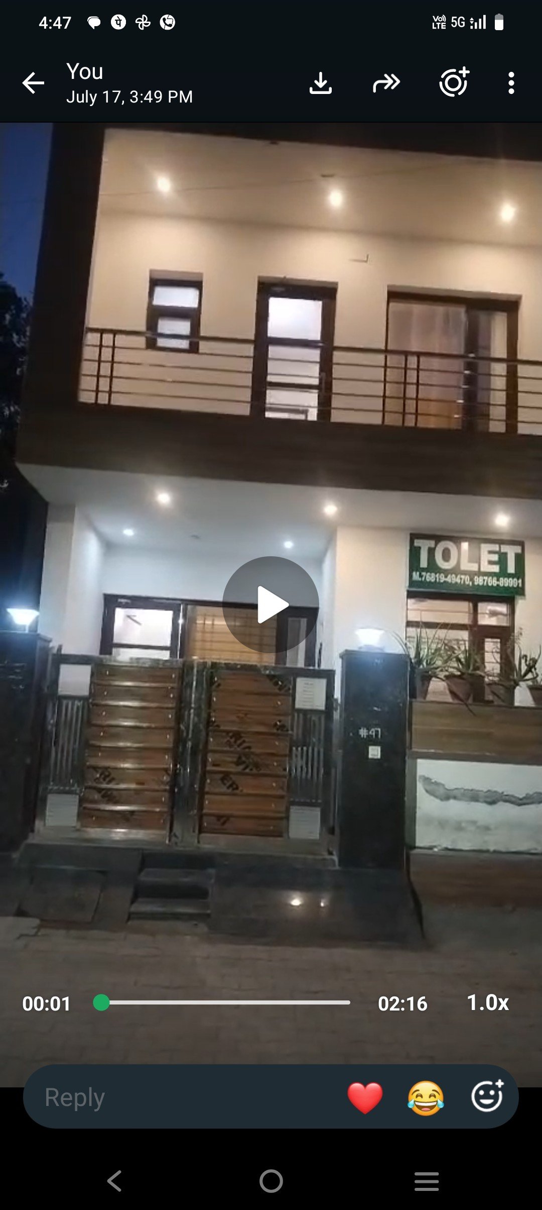 3bhk fúlly furnished owner free duplex 600 unit free for rent