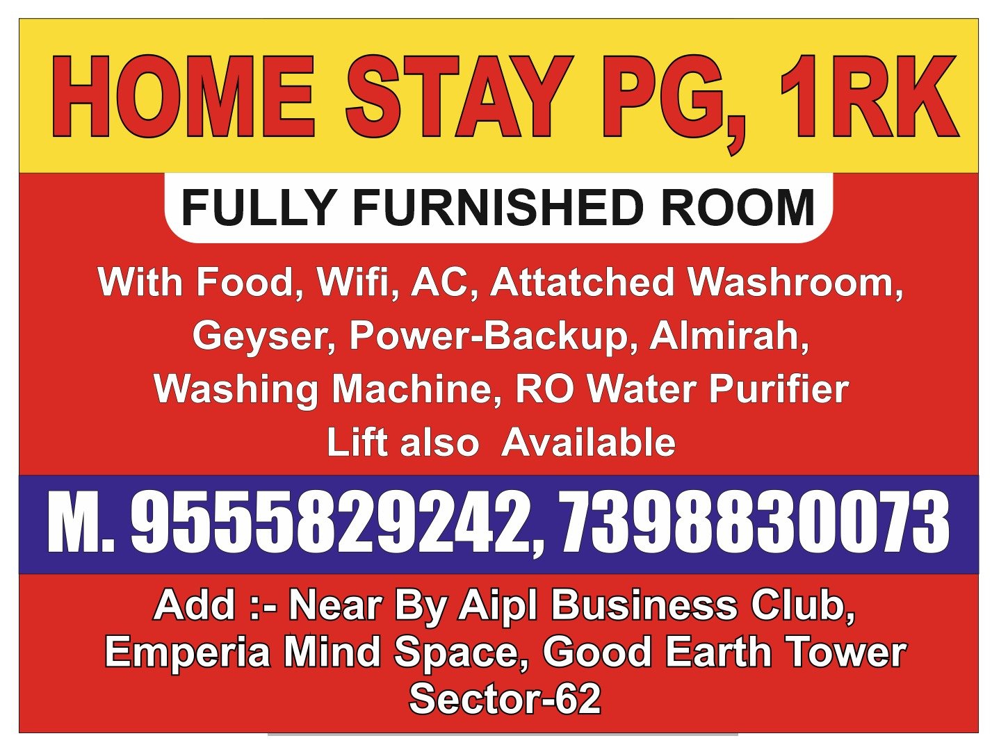 Charming Home Stay PG and 1RK Near AIPL Business Club