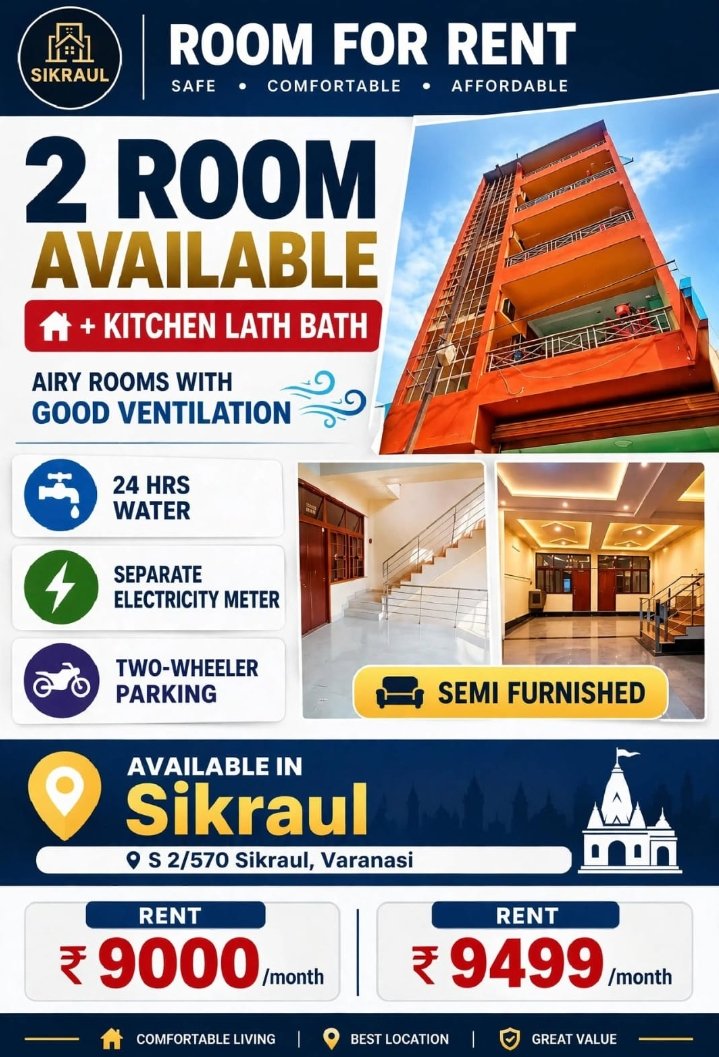 2BHK Semi-furnished Room for rent in Location set — photo 1