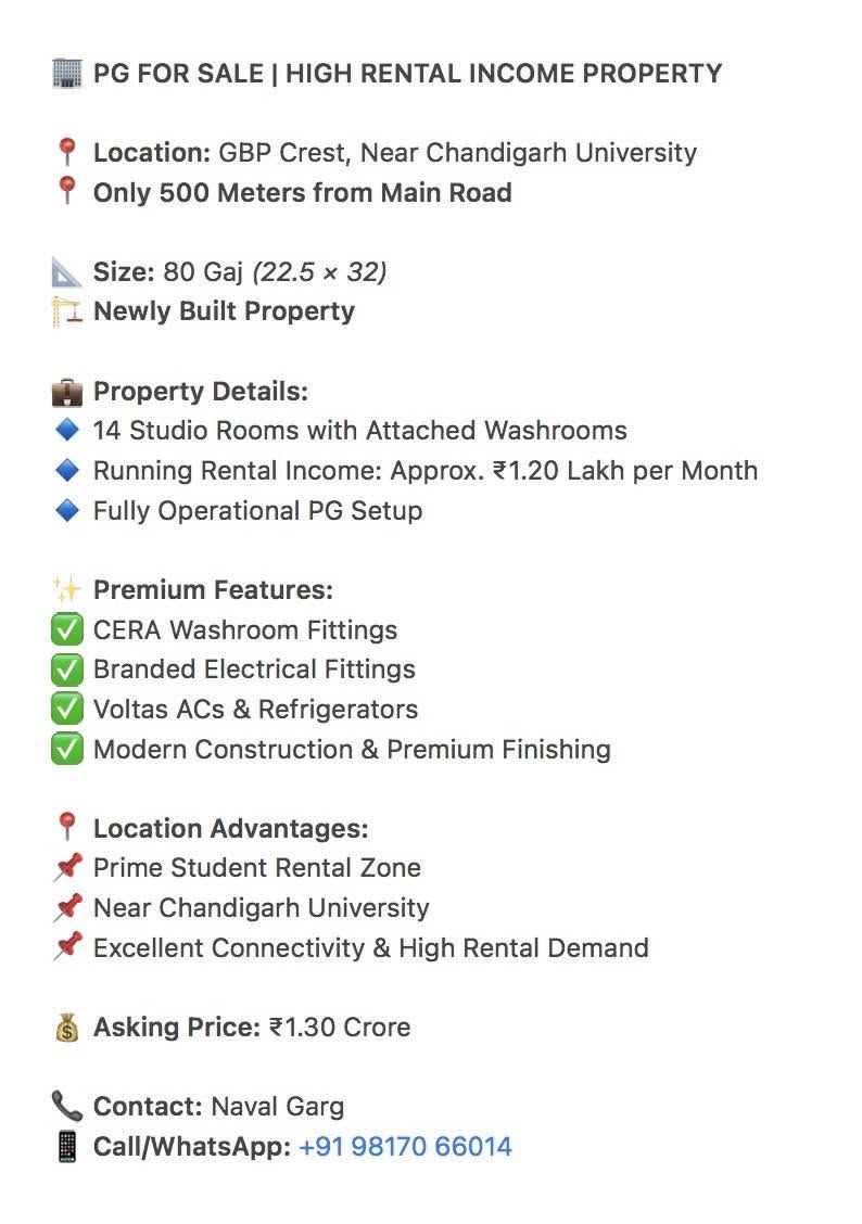PG FOR SALE | HIGH RENTAL INCOME PROPERTY