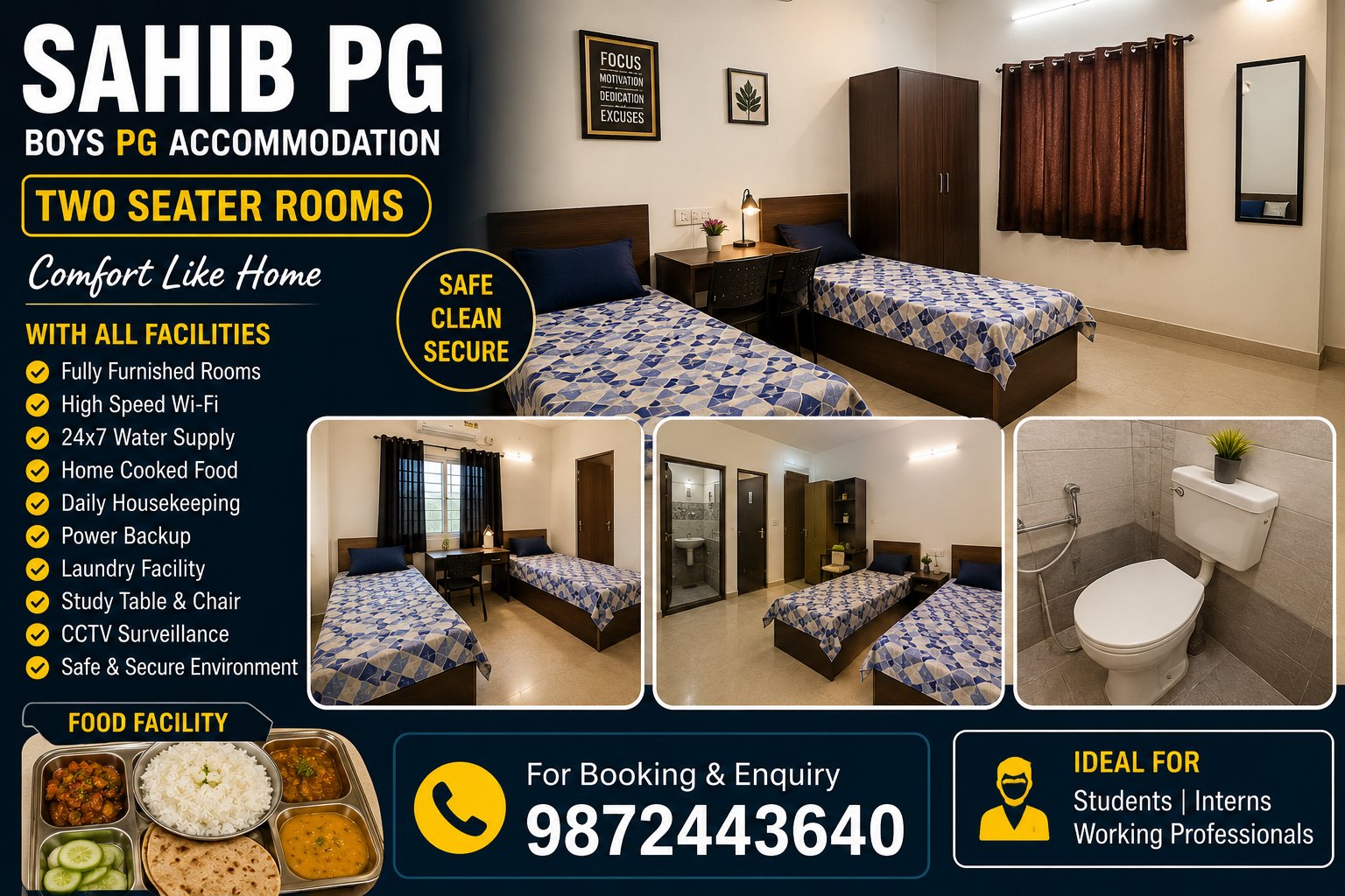 🏠 Premium Boys PG | Clean Rooms | Wi-Fi | Home-Cooked Food | Laundry |Safe & Secure|Affordable Re — photo 1
