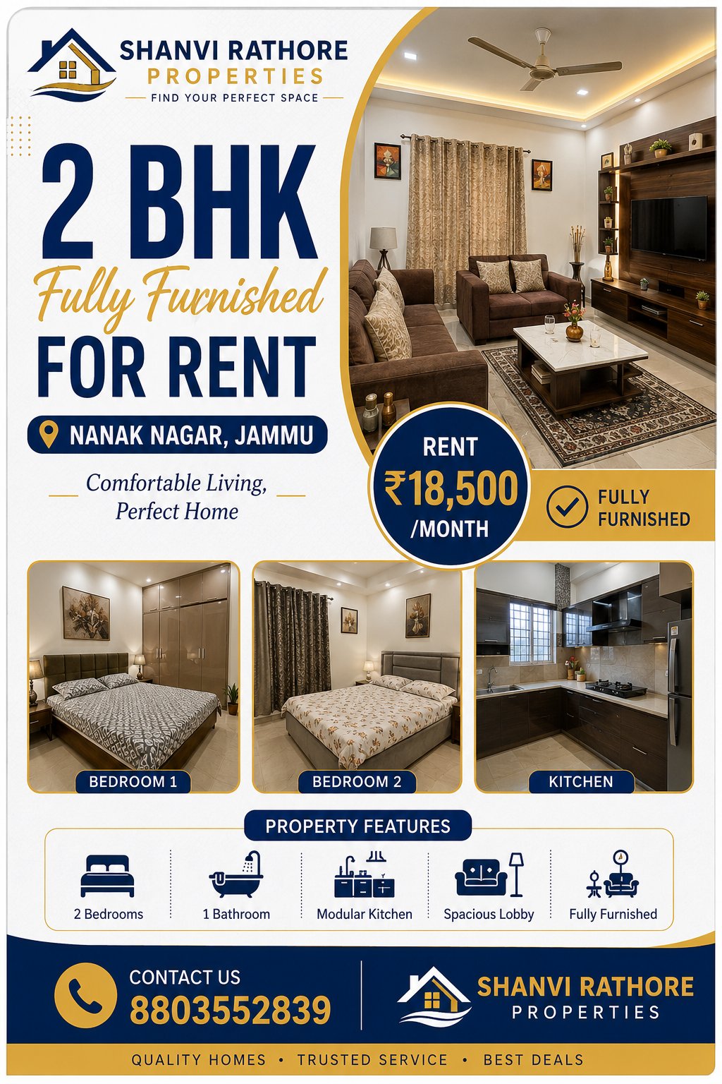 2 bhk fully furnished for Rent in Nanak Nagar jammu — photo 1