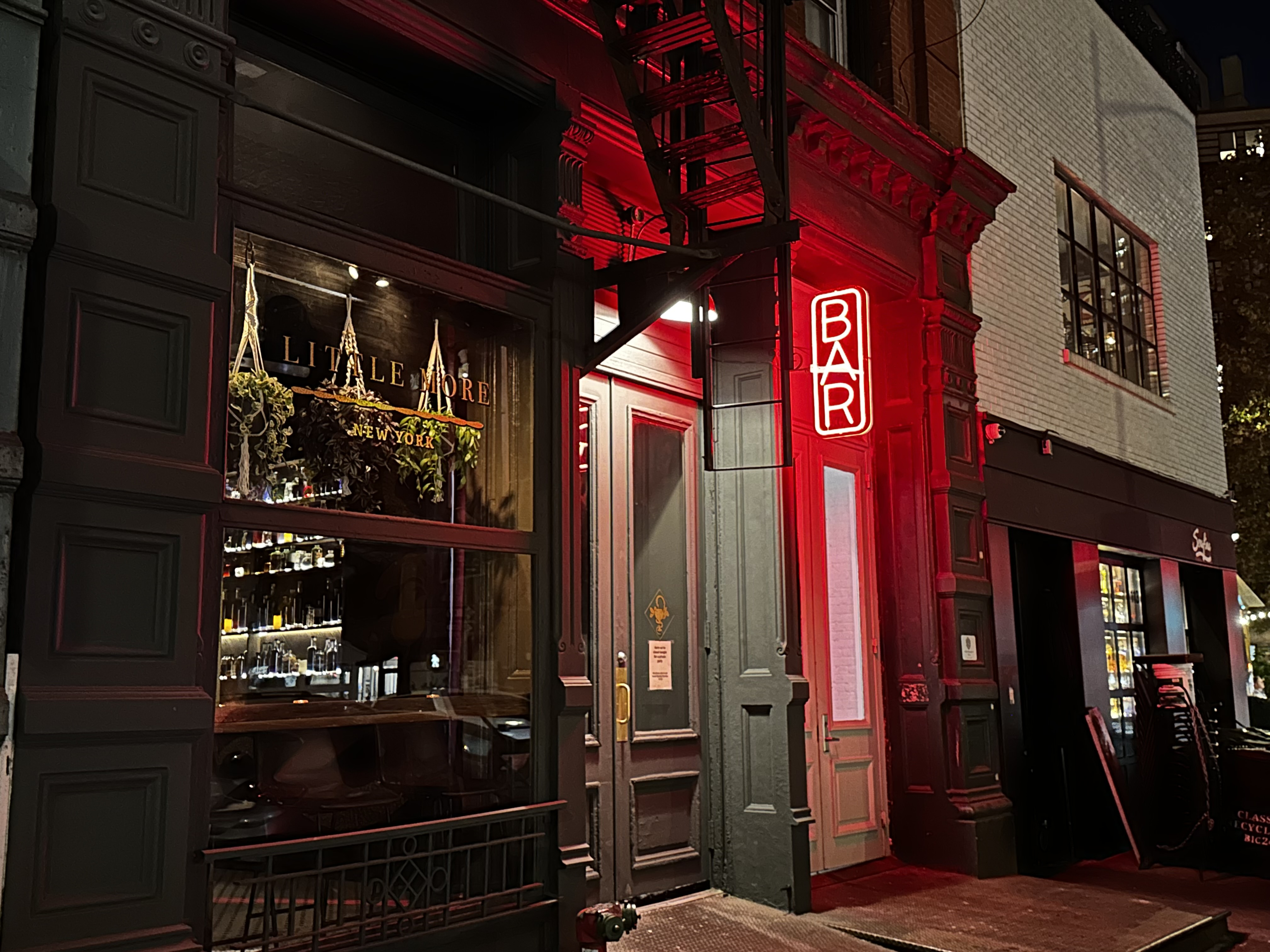Little More cocktail bar and lounge storefront in Tribeca, New York City