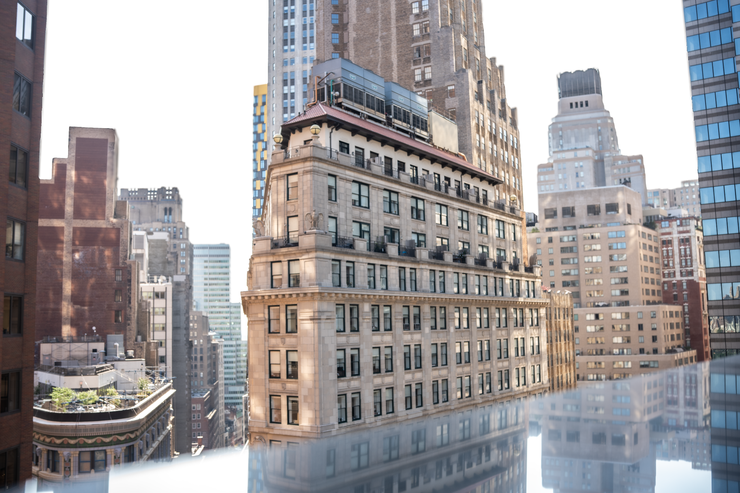 Architectural skyline view from Highwater Rooftop in Lower Manhattan