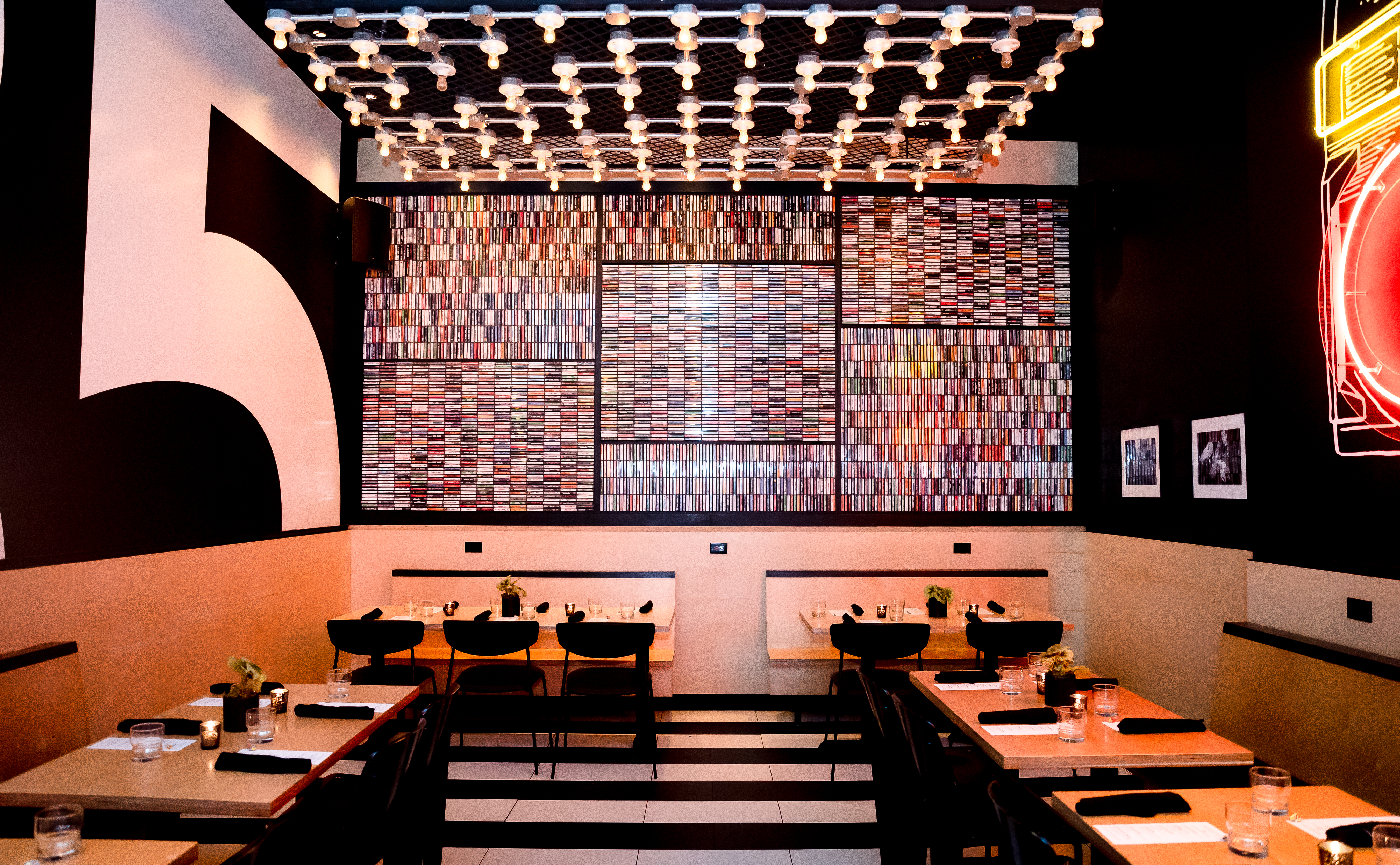 Cassette Room private dining and event space at Black Tap NYC, ideal for group dinners and celebrations.