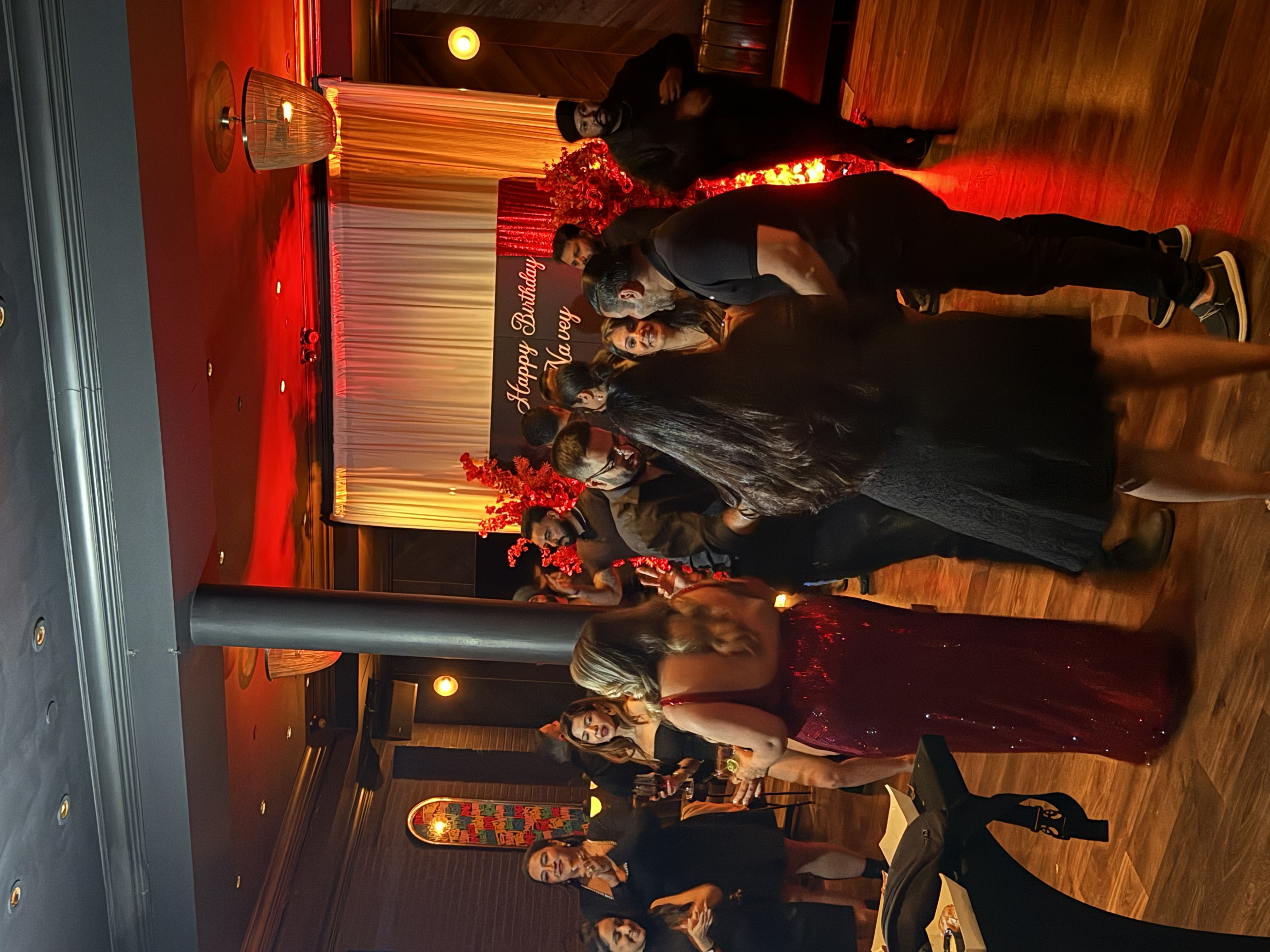 Guests dancing during a private birthday party event at Black Tap Herald Square in Midtown Manhattan.