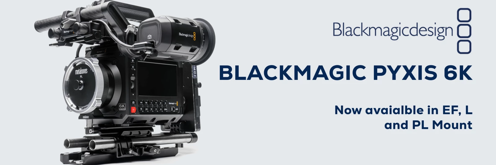 Blackmagic Pyxis 6K cinema camera - available in EF, L and PL Mount from FOMO Rentals