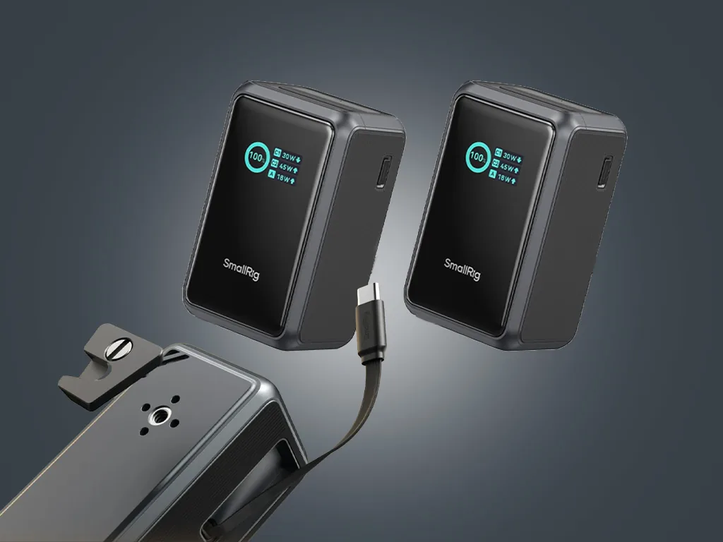 Two SmallRig Nano36 10,000mAh power banks with 45W USB-C output and a short cable
