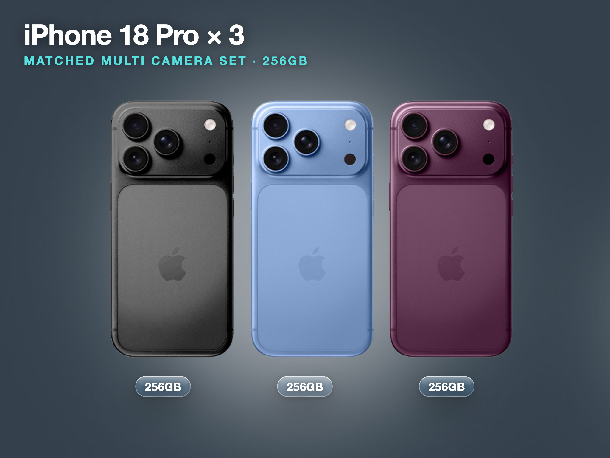 3x iPhone 18 Pro 256GB Multi Camera Set