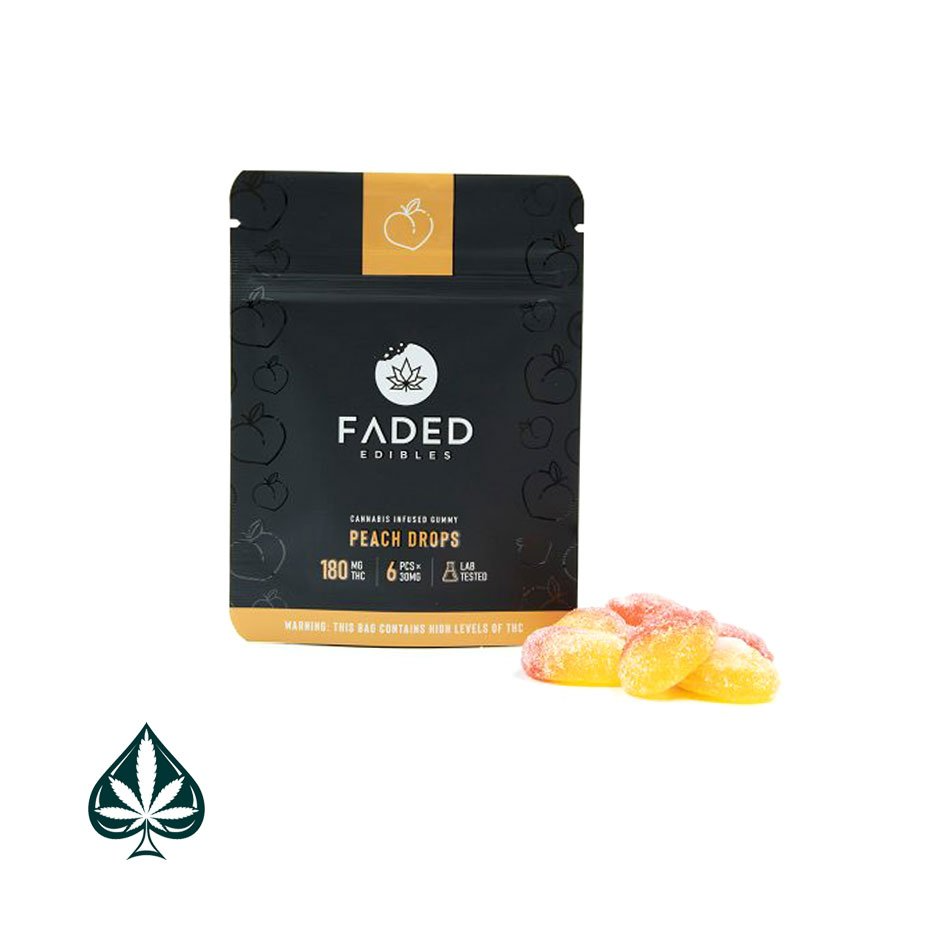 www.rentingglobal.com, renting, global, Vancouver, BC, Canada, edibles, PEACH DROPS 180MG THC BY FADED EDIBLES